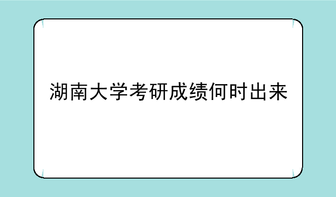 湖南大学考研成绩何时出来