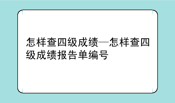 怎样查四级成绩—怎样查四级成绩报告单编号